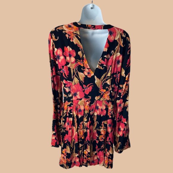 Free People - Tegan Mini Dress - Black Floral - Picture 2 of 7